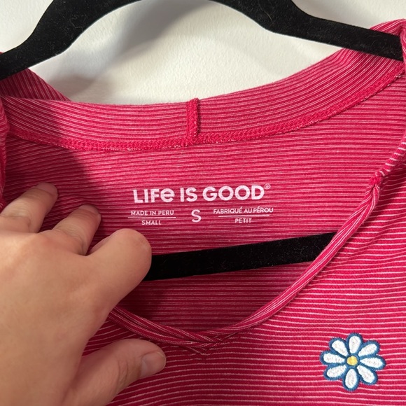 Life is Good Womens Long Sleeve Pullover Striped Hooded - Picture 2 of 4